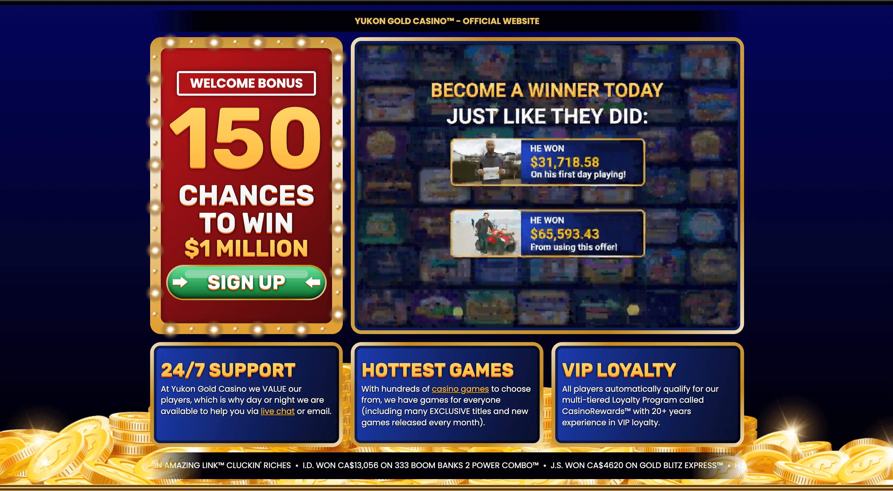 Casino website design featuring a colorful slot machine with vibrant graphics and interactive elements.